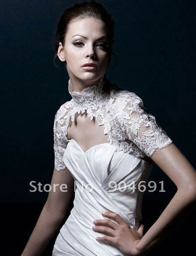 Wholesale Instock Custom Short Sleeves White Lace Wedding Dress Accessories