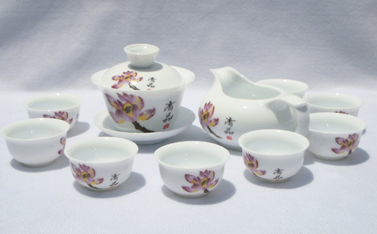 10pcs smart China Tea Set Pottery Teaset Purple Magnolia TM12 Free Shipping