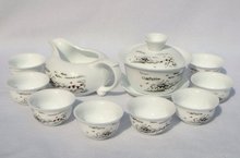 10pcs smart China Tea Set, Pottery Teaset,White Snow,TM17, Free Shipping