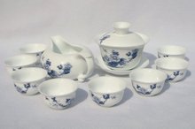 10pcs smart China Tea Set, Pottery Teaset,Blue Peony,TM18, Free Shipping