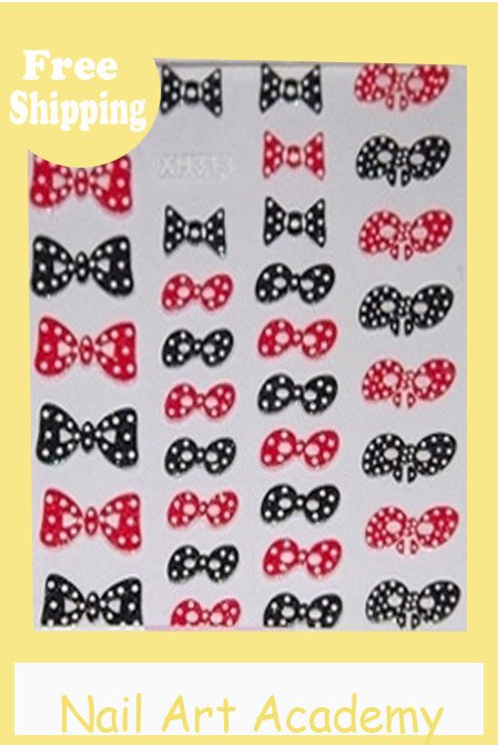 XH313-316 red&black bow design nail art stickers, nail decals,wholesale 100