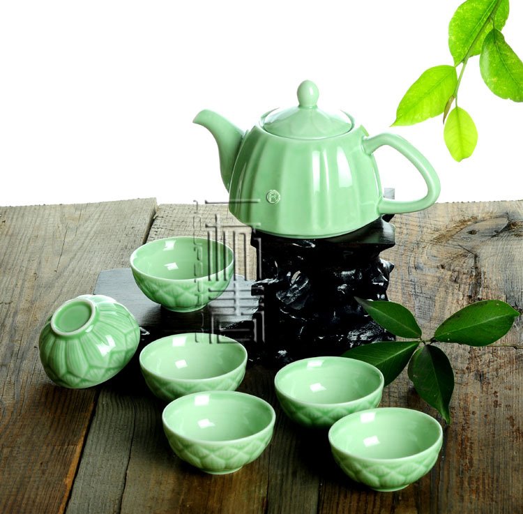 7pcs Beautiful Tea Set Porrtery Teaset TL03 Free Shipping