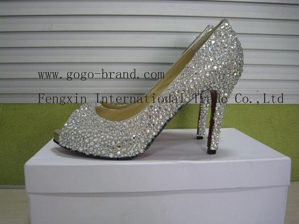 Discounting rhinestone crystal high heel wedding shoes fashion ladies shoes
