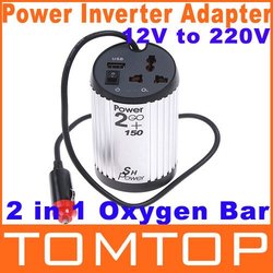 2 in 1 Car Auto 12V to 220V Power Inverter Adapter power converter inverter Oxygen Bar car charger power adapter,free shipping(China (Mainland))