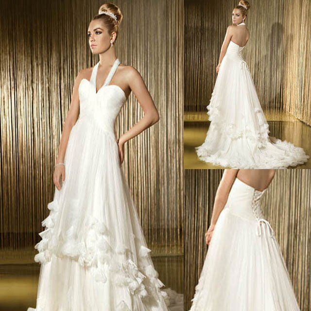 2011 Latest Modern Beautiful Lace Top Wedding Dresses