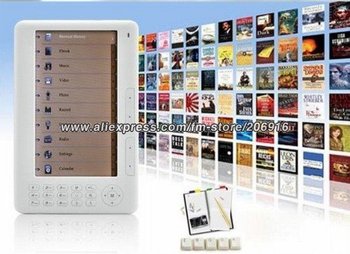 e-book,ebook,electronic book reader 7 inch, 4GB, 720P HD,TTS,FM, 2400mA battery ebook reader