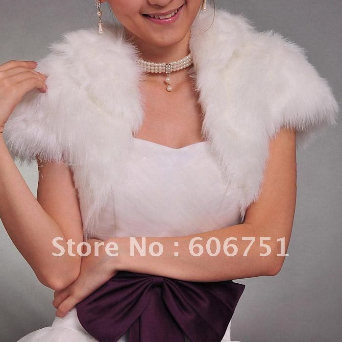 Free shipping ivory faux fur wedding jacket bridal bolero wraps short fur 
