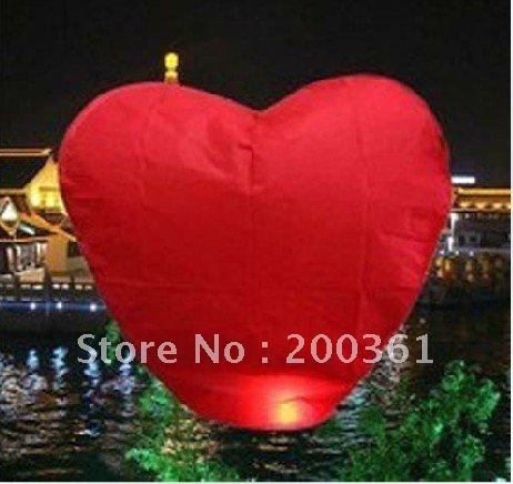 30pcs Chinese Sky fire Red Heart Lanterns Wedding Birthday Wishing 