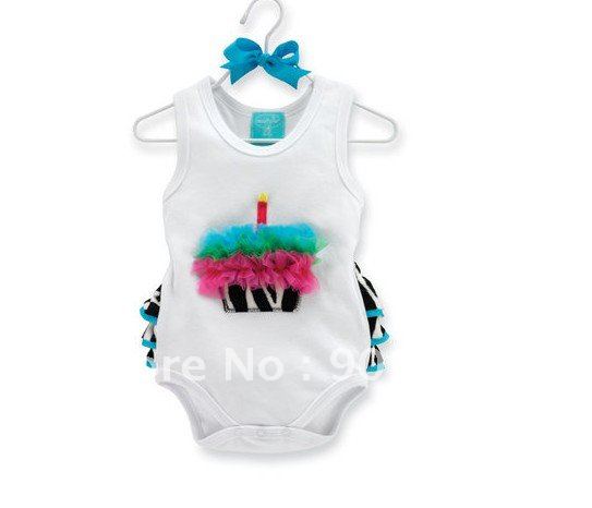 Newest Summer Zebra Cup cake Baby rompers baby bodysuits baby clothes 24 