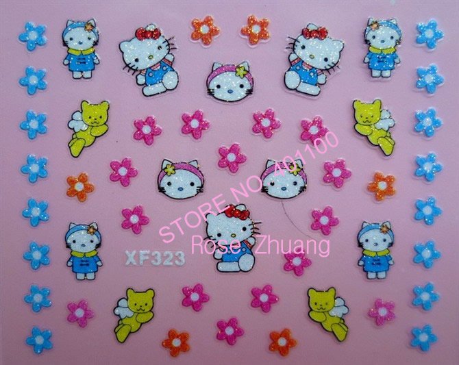 -NEW-3D-nail-sticker-Decal-Hello-Kitty-designs-Nail-Stickers-Nail-Art ...