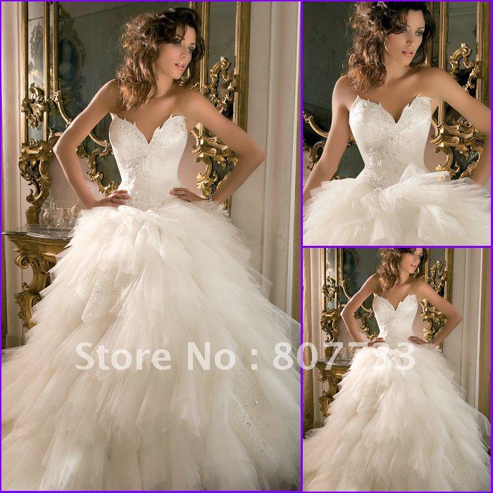 Bridals romantic tulle victorian ball gown wedding dress