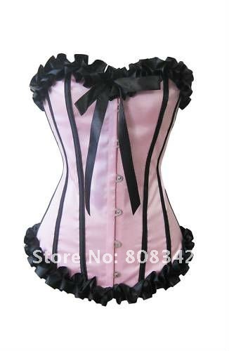 Free Shipping Corset Sexy Lingerie with Gstring Lady Bustier Pink Color