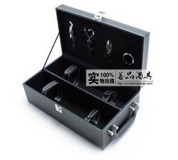 5pcs wine gift set wine tools set wine accessories set in black PU leather box with Handle(China (Mainland))