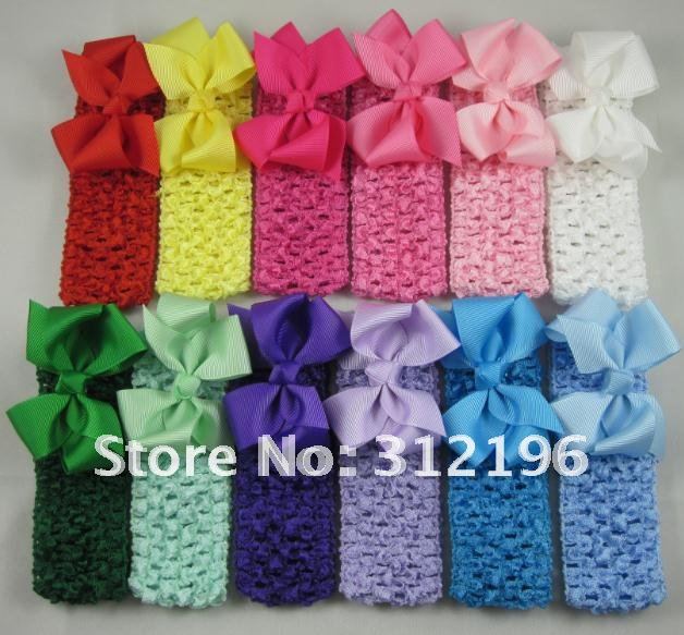 Wholesale new style ribbon bows paste on crochet headbandsHairbands 