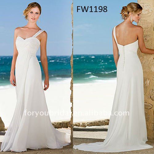  Made FW1198 One Shoulder Floor Length Chiffon Grecian Wedding Dresses