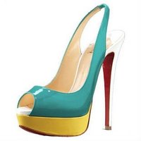 Fast shipping Lady leather high shoes12cm heel Green CLP60