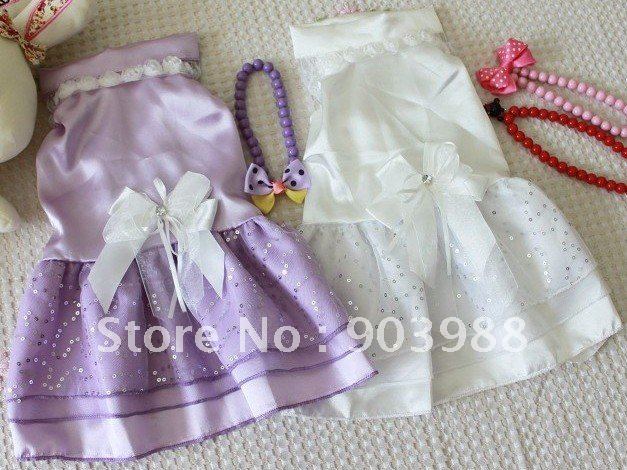 3pcs Pet Dog Wedding Dress Bridal Veil Highgrade Fabric Beautiful Pearl 