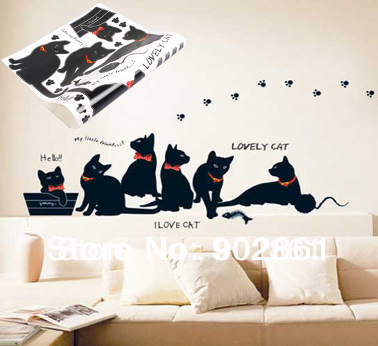 Home Decor  on Lovely Black Cats Home Decor Art Mural Kids Room Nursery Wall Sticker
