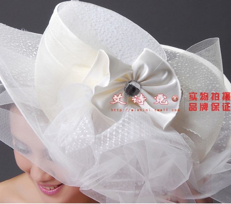 The new white hat bow bridal hair bridal veil wedding accessories LM016
