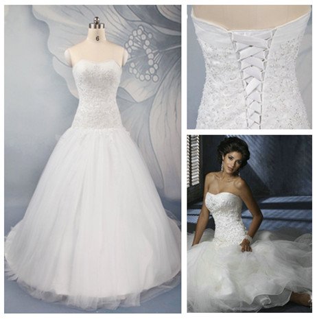 Free Shipping Hot Style Romantic Real Long Trail Wedding Dress 2011