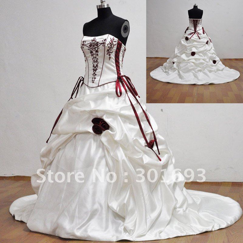 red and white wedding dresses Promotion black and white wedding dresses 