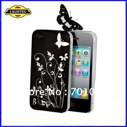 50pcs/lot Mobilephone Butterfly Flower IMD Case Cover for iPhone 4S & 4,High Quality, New Arrival, Laudtec + DHL Free Shipping(China (Mainland))