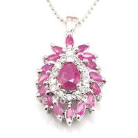 Natural ruby necklace with 925 sterling silver necklace GHXl0298