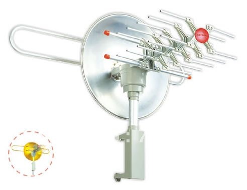 Hdtv  Antenna on Hdtv Antenna With Remote Controlled Rotation Amplified Rotor Antenna