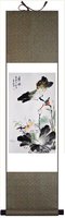 So Nice 100% Handmade High Quality Silk Scroll Decorative Painting of Kingfisher Lotus FN-2,100*30,New Arrivals,Free shipping