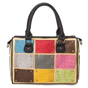 free shipping Collision color crocodile handbag and PP straw bag handbag ladies Satchel