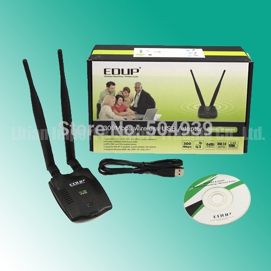 Free Shipping EDUP 300M 11N USB Wireless Wifi Adapter Network Card Dongle Double 6dbi Ralink Wholesale/Retail