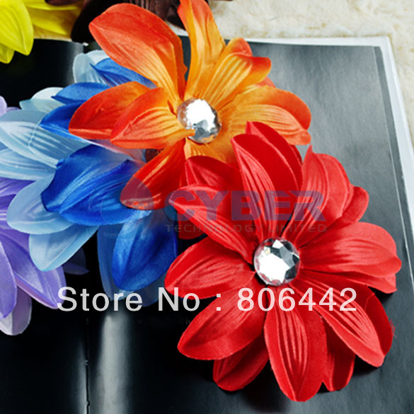 13pcs 5 crystal Tropical Lily hair flower Clip Bow Lady Head baby gril gift 