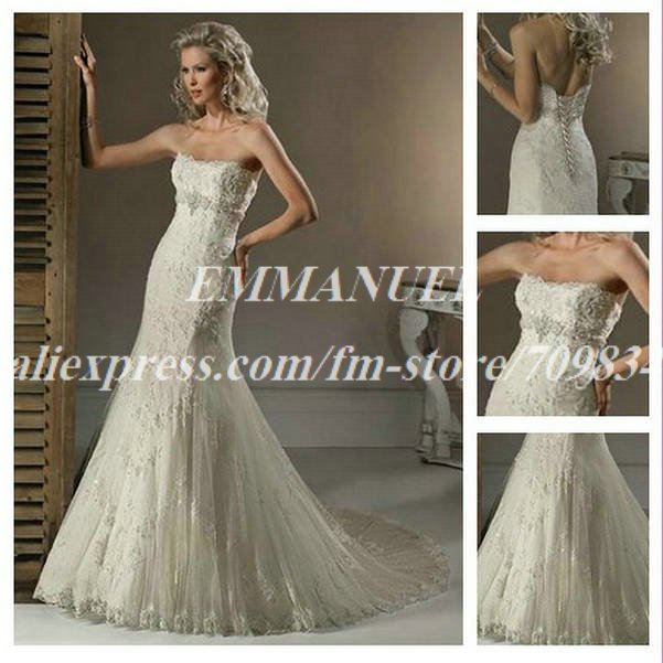 Beaded Strapless Mermaid Spanish Lace Wedding Dress NG620 Hot Sell