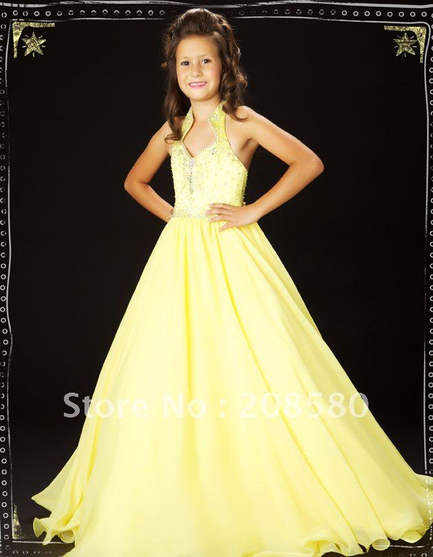 Bright yellow junior bridesmaid dresses