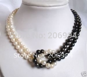 ... Black White Freshwater pearl necklace pearl Jewelry fashion jewellery