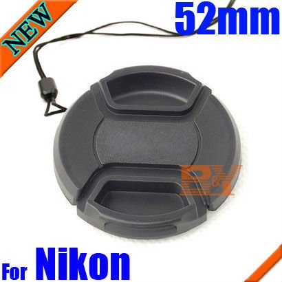 52mm Center Pinch Snap On Front Lens Cap for Nikon 18 55mm 35mm 50mm 55 200mm