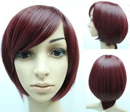Bob Style Women Purple Straight Full Wig short Hair - CG7395 Bob Style Women Purple Straight Full Wig short Hair - CG7395