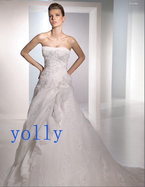 White Custom Made Organza Beading Retail Wedding Dress