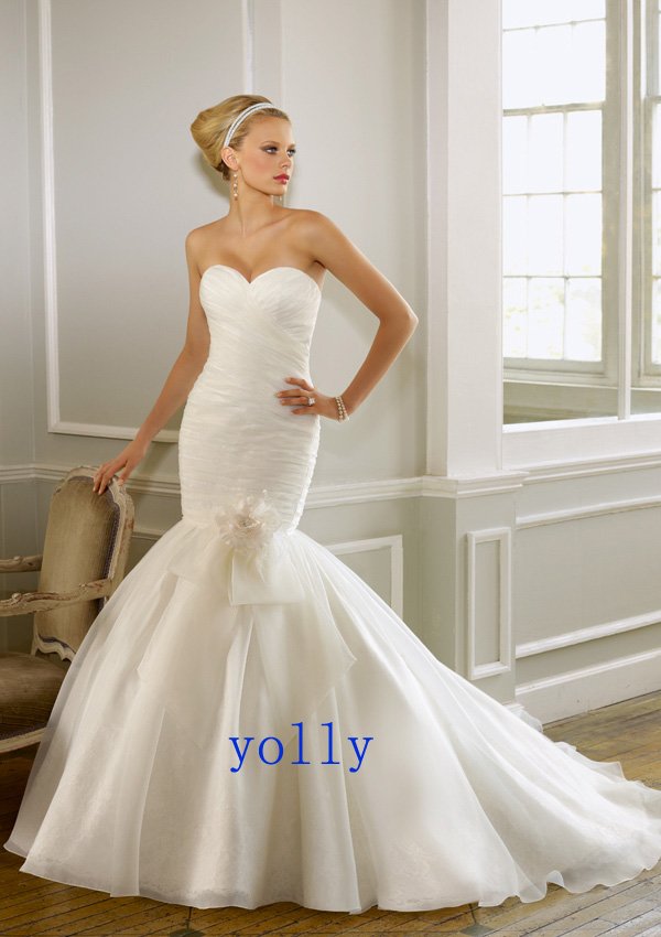 Size 12 White Sheath Train Sleeveless Wedding Dress Free Shipping