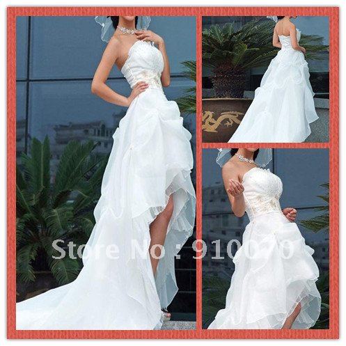 Strapless Dress on Organza Strapless Wedding Dress Stylish Short Front Long Back White