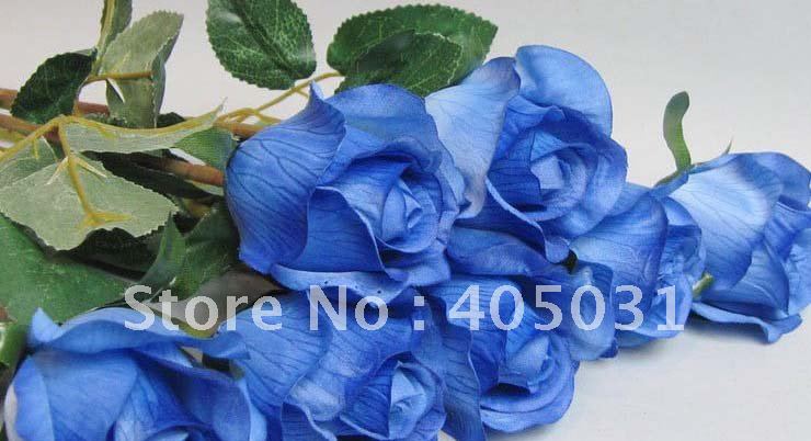 blue silk roses