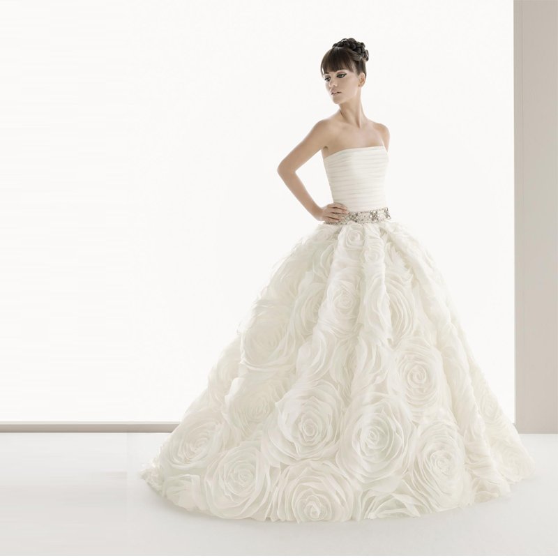 2012 imbridal Hot seller Big flowers Strapless Ball Wedding Dress Bridal
