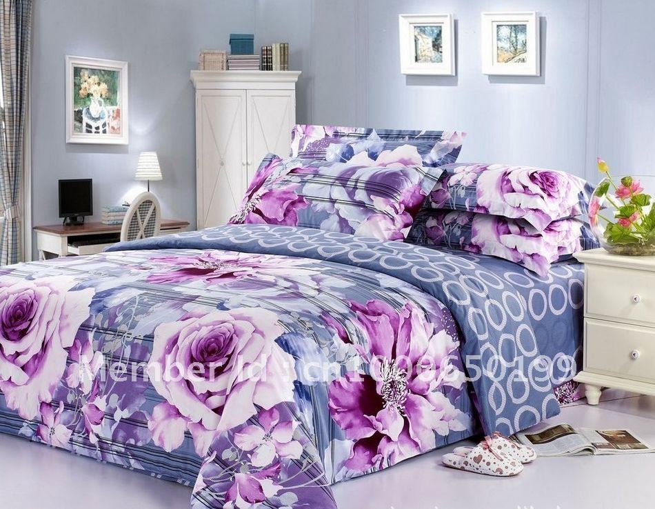 new arrival bedroom 4pcs 60s combed cotton floral printing bedding ...