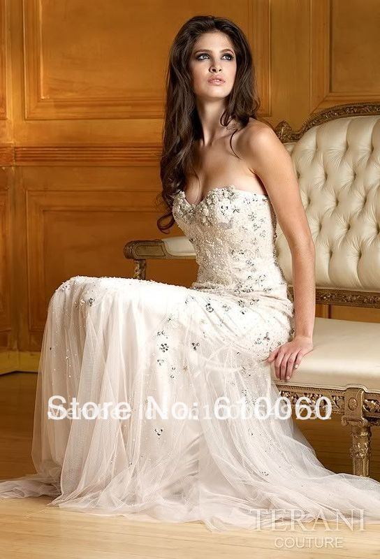 Graceful Ivory Veil Black Beads Sequins Wedding dress Bridal Prom Gown