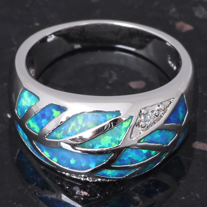 Wholesale  Retail Flower Blue Fire Opal 925 Sterling Silver Ring USA ...