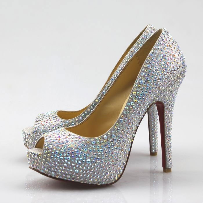 Promotion2012 newest hot drilling Crystal diamond wedding shoes16cm heels