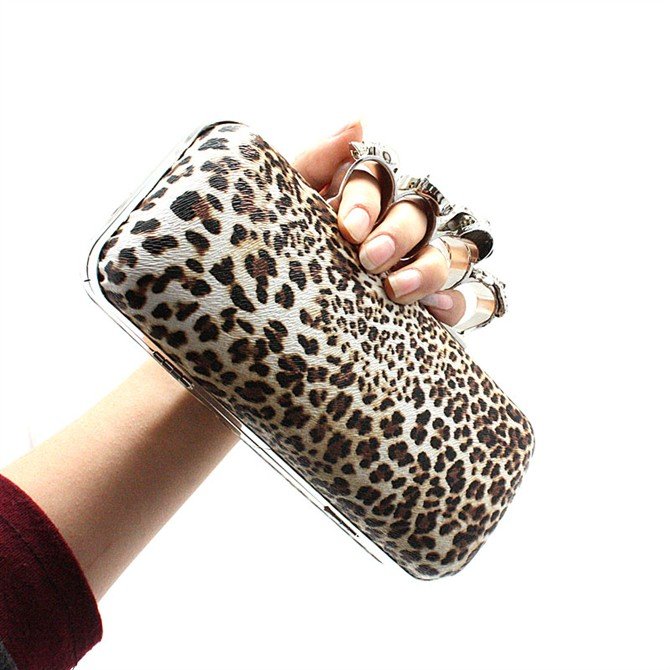  with skull rings shape party bagLeopard pursewedding bagFree shipping