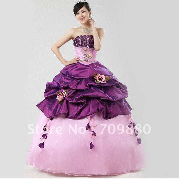 2012 Fashion strapless quinceanera wedding dress elegant embroidery and 