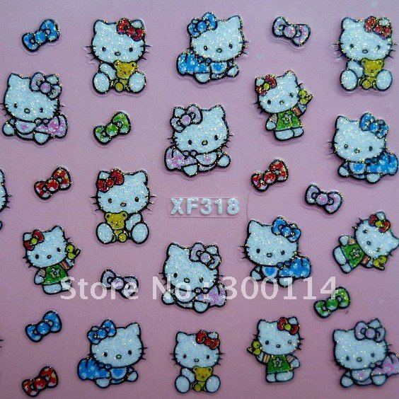 wholesale 24 styles Nail Art Stickers kitty cat nail art decals french 3D