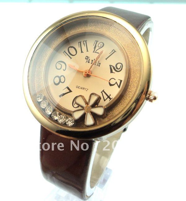 Hotsle Cool Smile Case Brown Leather Watch,Woman Students Fashion Watch~9372-3